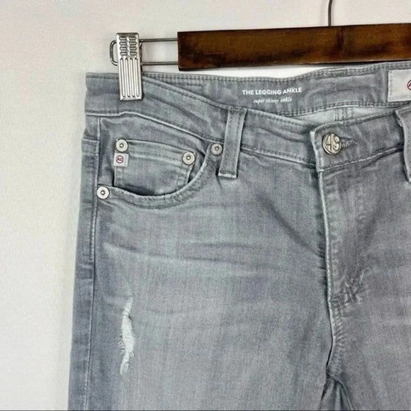 AG Adriano Goldschmied Gray Distressed The Legging Ankle Skinny Jeans 26 - Picture 4 of 5
